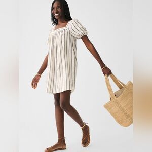 Faherty Phoenix Cotton Blue White Stripe Coastal Mediterranean Dress Size Medium